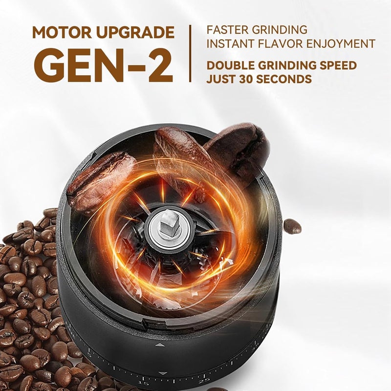 SIGBOT Portable Electric Coffee Grinder - 38 Grind Settings, Conical Burr & Black Stainless Steel Body, Rechargeable Mill for Espresso, Moka Pot, Turkish, Ideal for Camping and Travel - Image 2